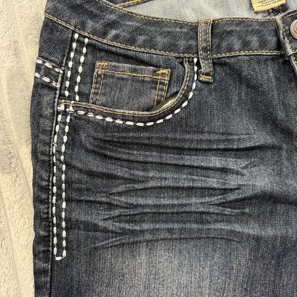 Earl Jean Shorts Womens 12 Embroidered Studded Western Cuffed Dk Wash Denim 32x4 - Picture 7 of 10